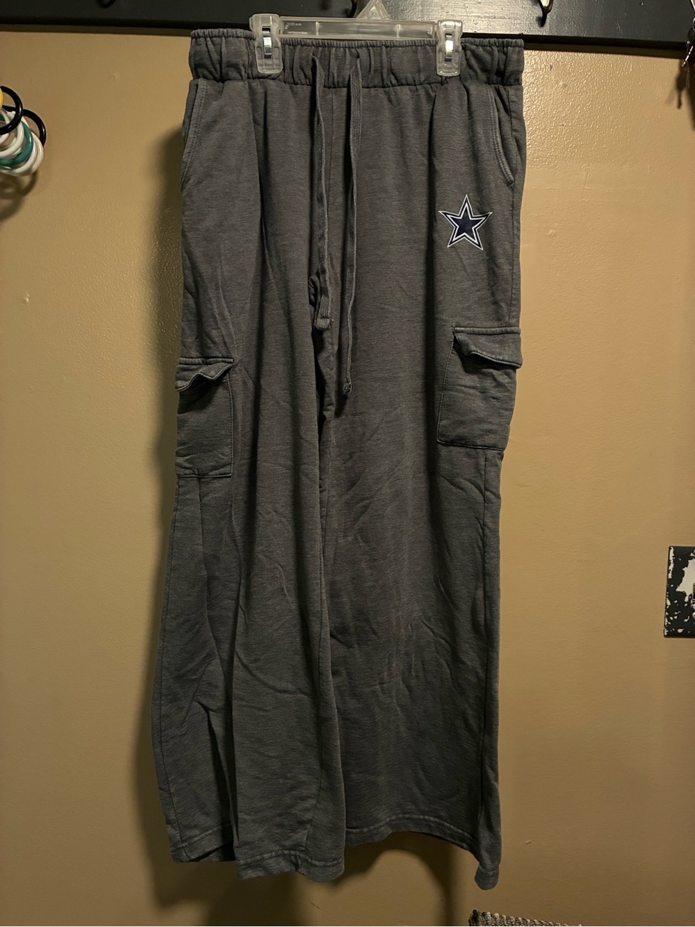 Women’s Gray Cargo Track Pants with Star Patch